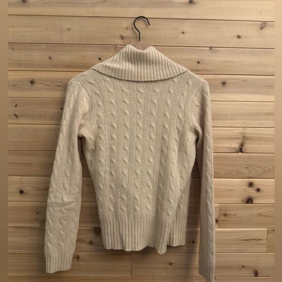 Vintage Ralph Lauren Black Label Size Medium Cashmere Cable Knit Wrap Sweater - Picture 8 of 15